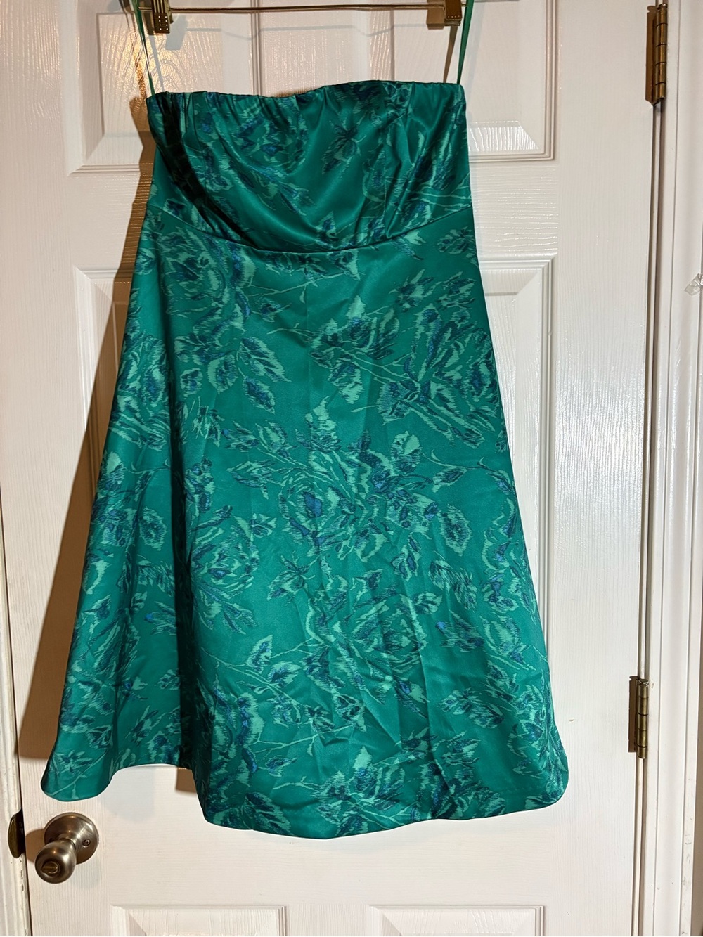 The Limited Strapless Teal Floral A-Line Dress